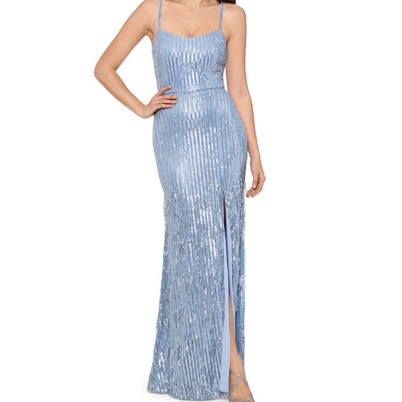 Tie back sequin fringe gown - Picture 6 of 12